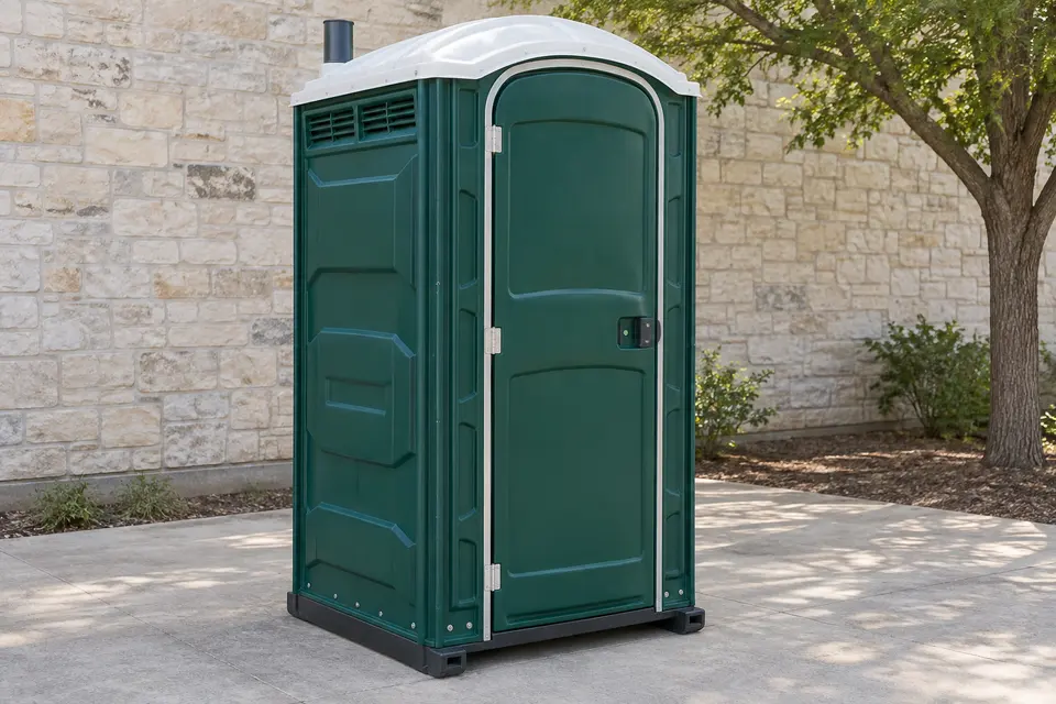 Standard portable toilet cabin with a full view of the unit